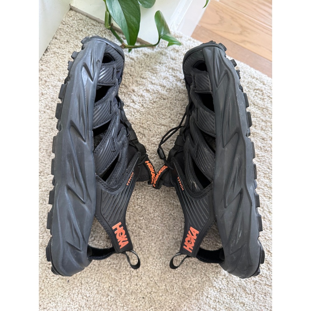 Hoka One One Black Sandals with Orange Logo